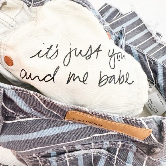 GRLFRND Karolina Taffy Skinny Striped Raw Hem Denim Jeans Size 25 - Picture 2 of 11